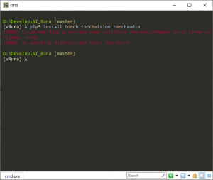 [python/error] pytorch설치 에러- No matching distribution found for torch