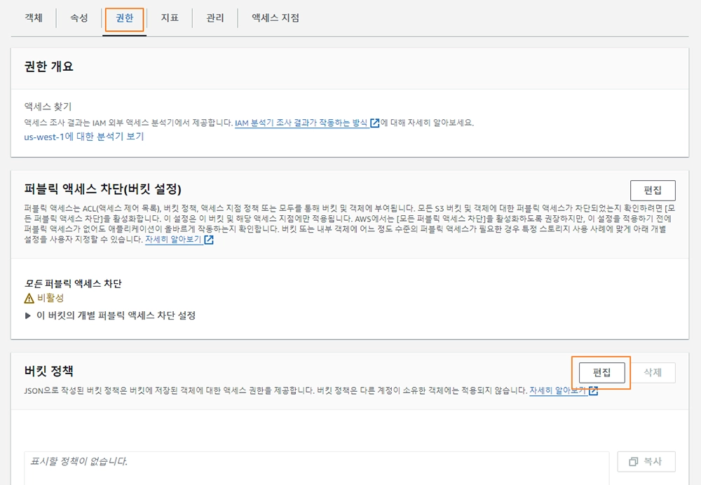 AWS S3 bucket html url - 권한