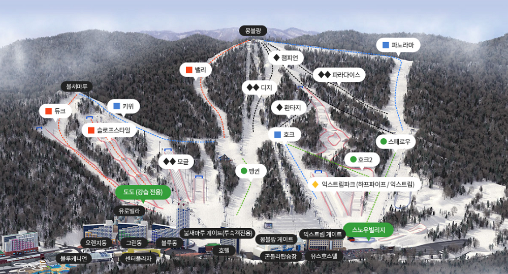 폭설 후 휘닉스파크 - 맵