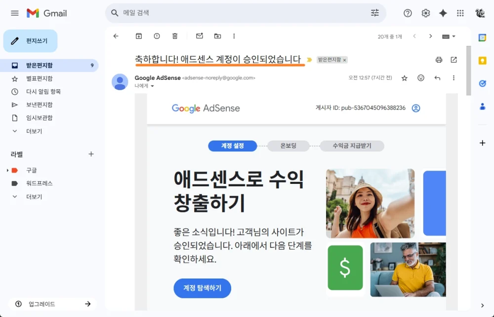 개인 워드프레스 사이트 구글 애드센스 통과