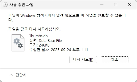 Thumbs.db 삭제 불가